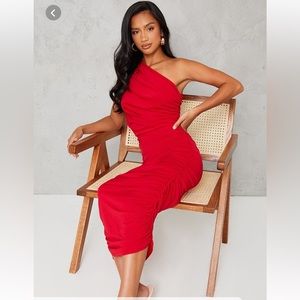 Red dress one shoulder in perfect condition.